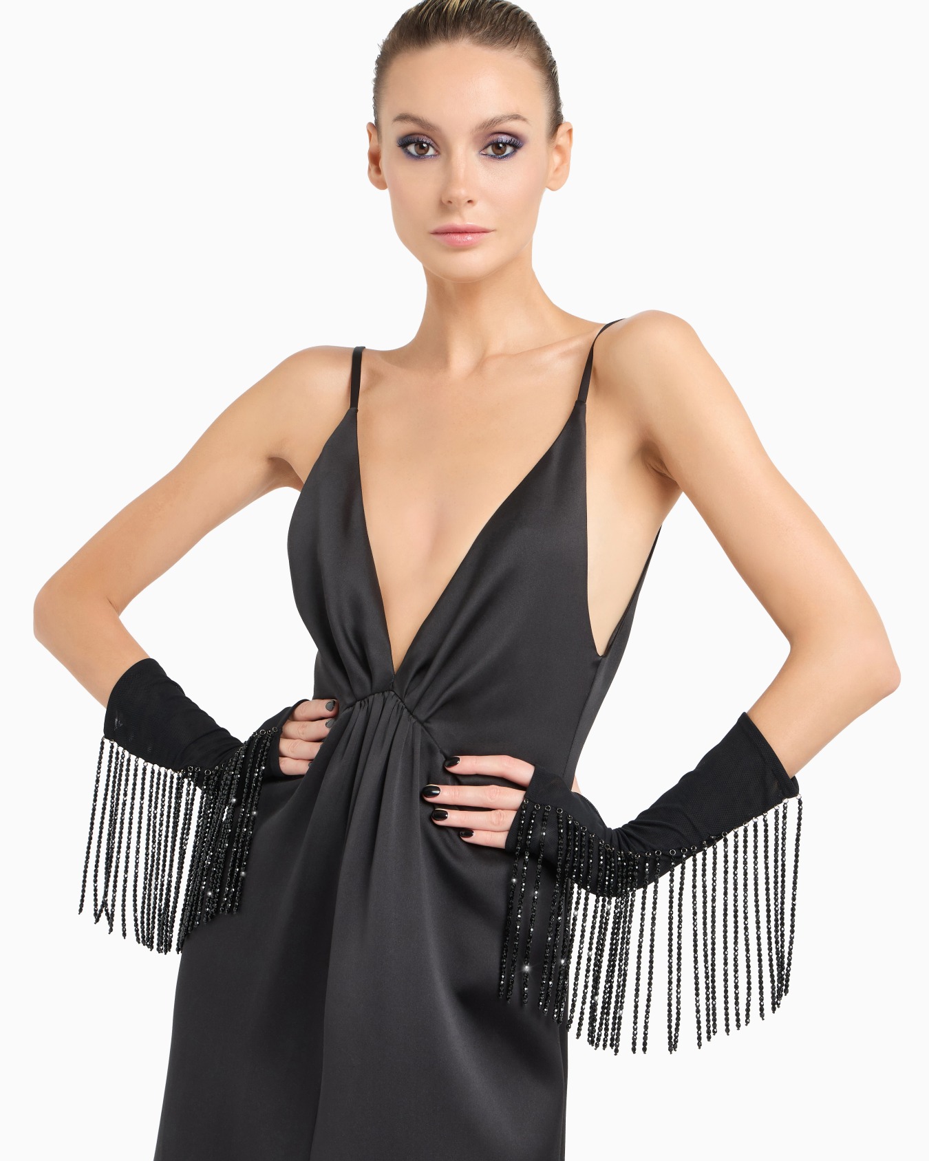 Glitter silk satin long dress Diapositiva 5