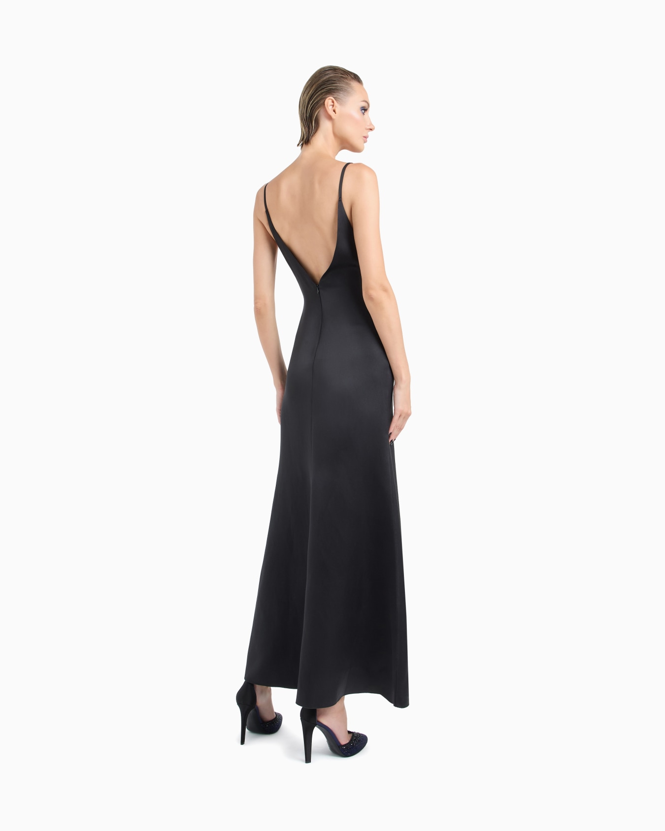 Glitter silk satin long dress Diapositiva 2