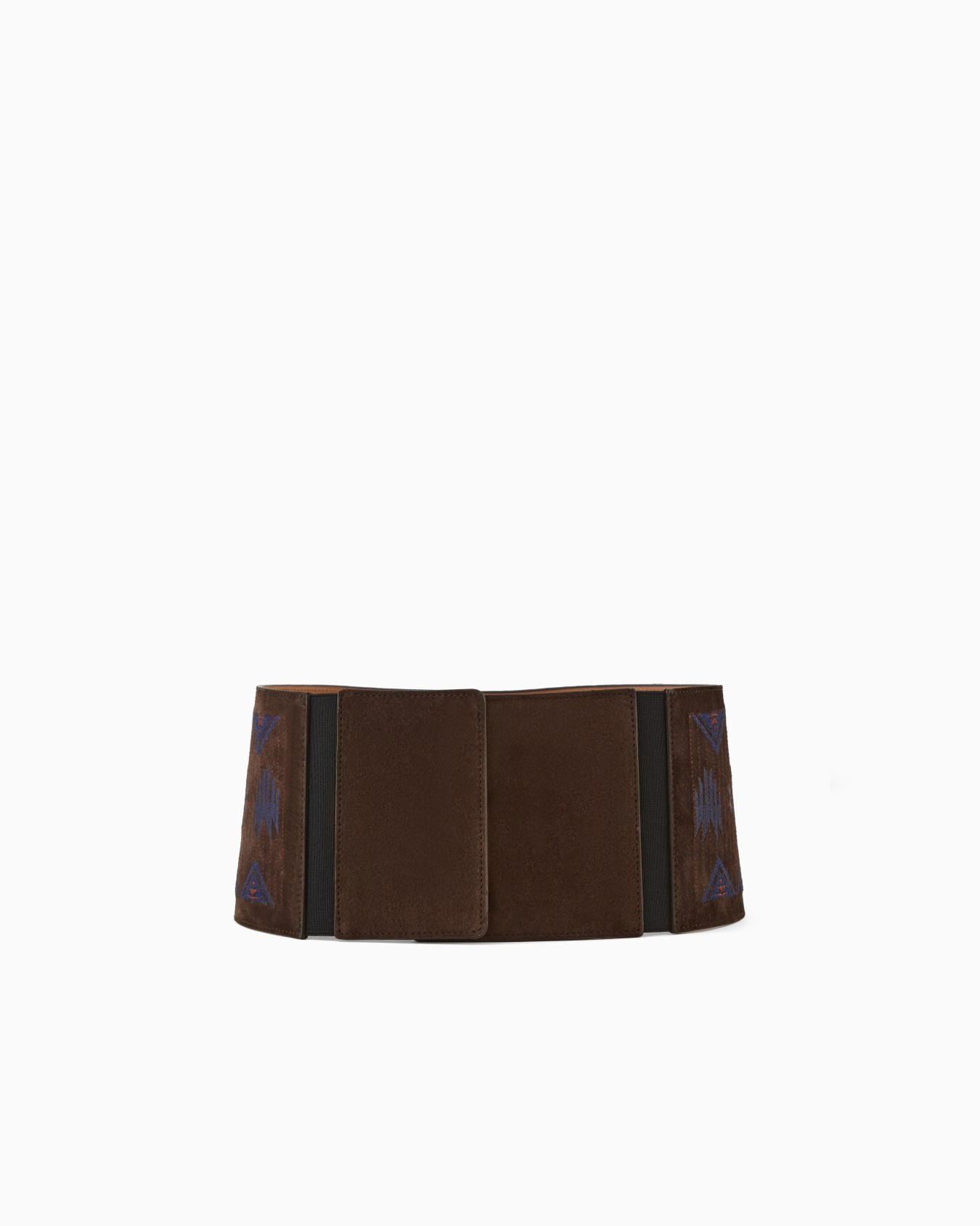 Cintura alta in suede ricamato Slide 0