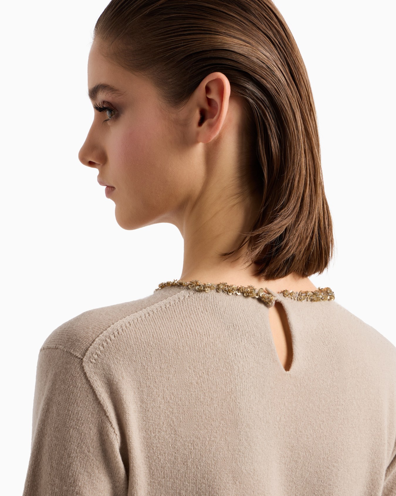Cashmere crew-neck jumper with embroidery Slide 4