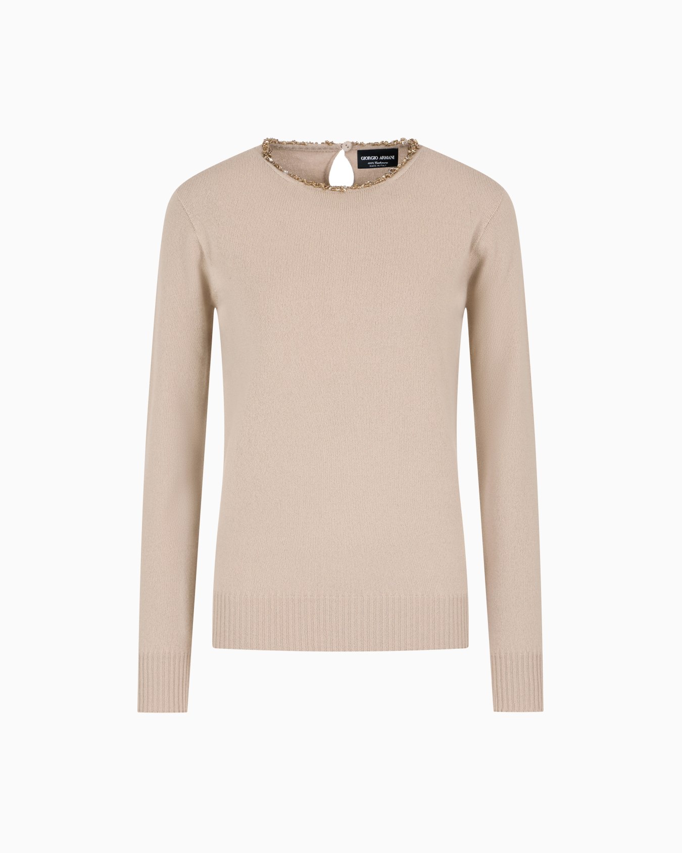 Cashmere crew-neck jumper with embroidery Slide 0