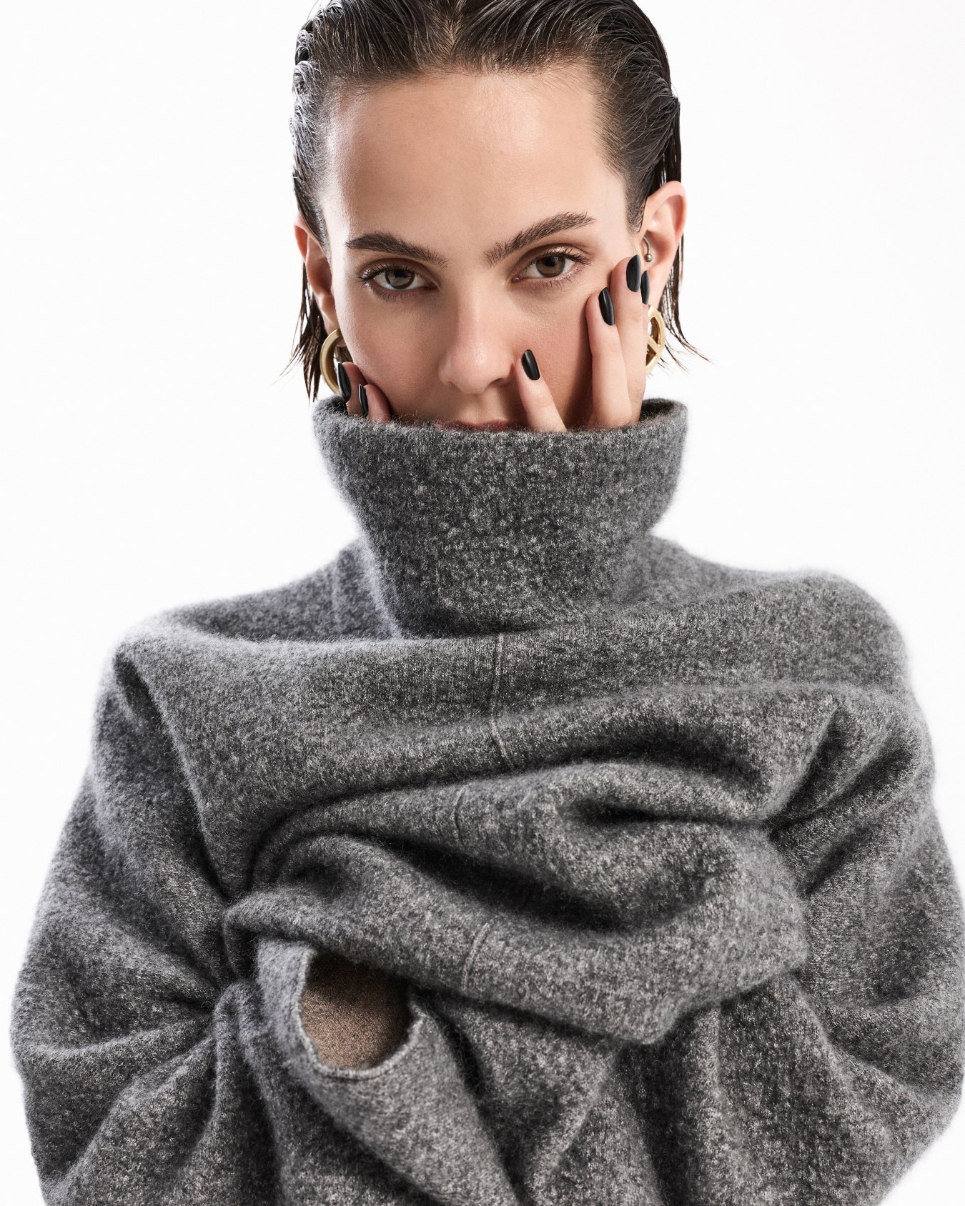 Viscose, cashmere and silk mock-neck jumper Diapositiva 5