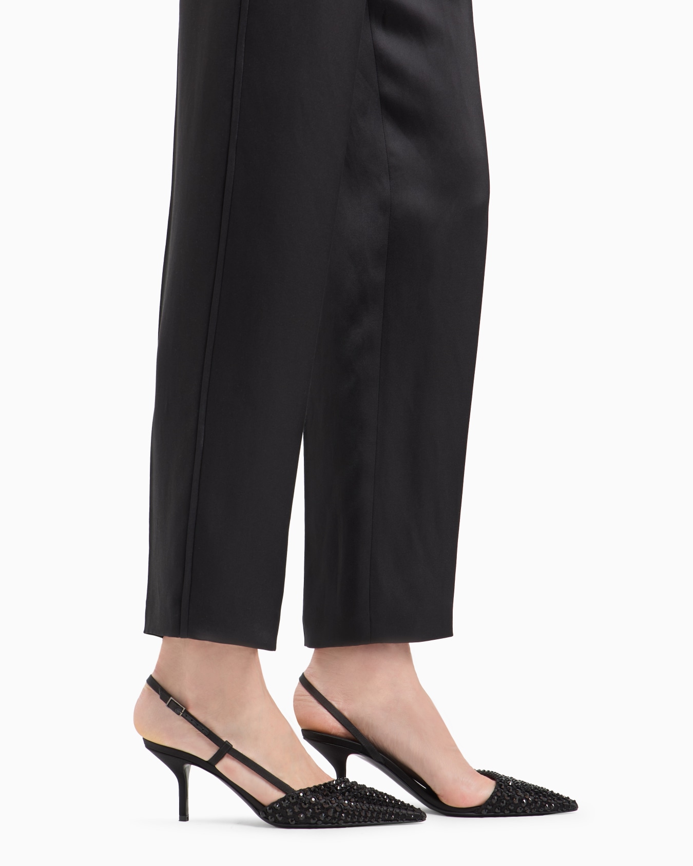 Glitter silk satin single-pleat trousers Slide 4