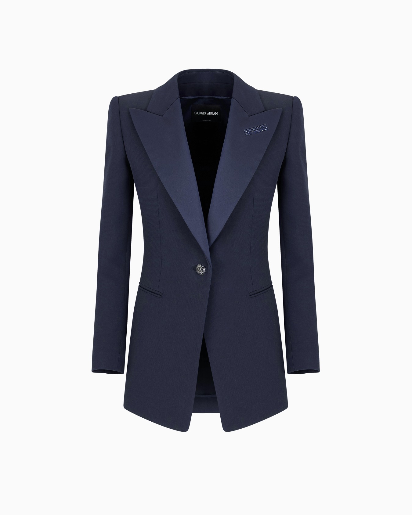 Long single-breasted silk jacket Slide 0
