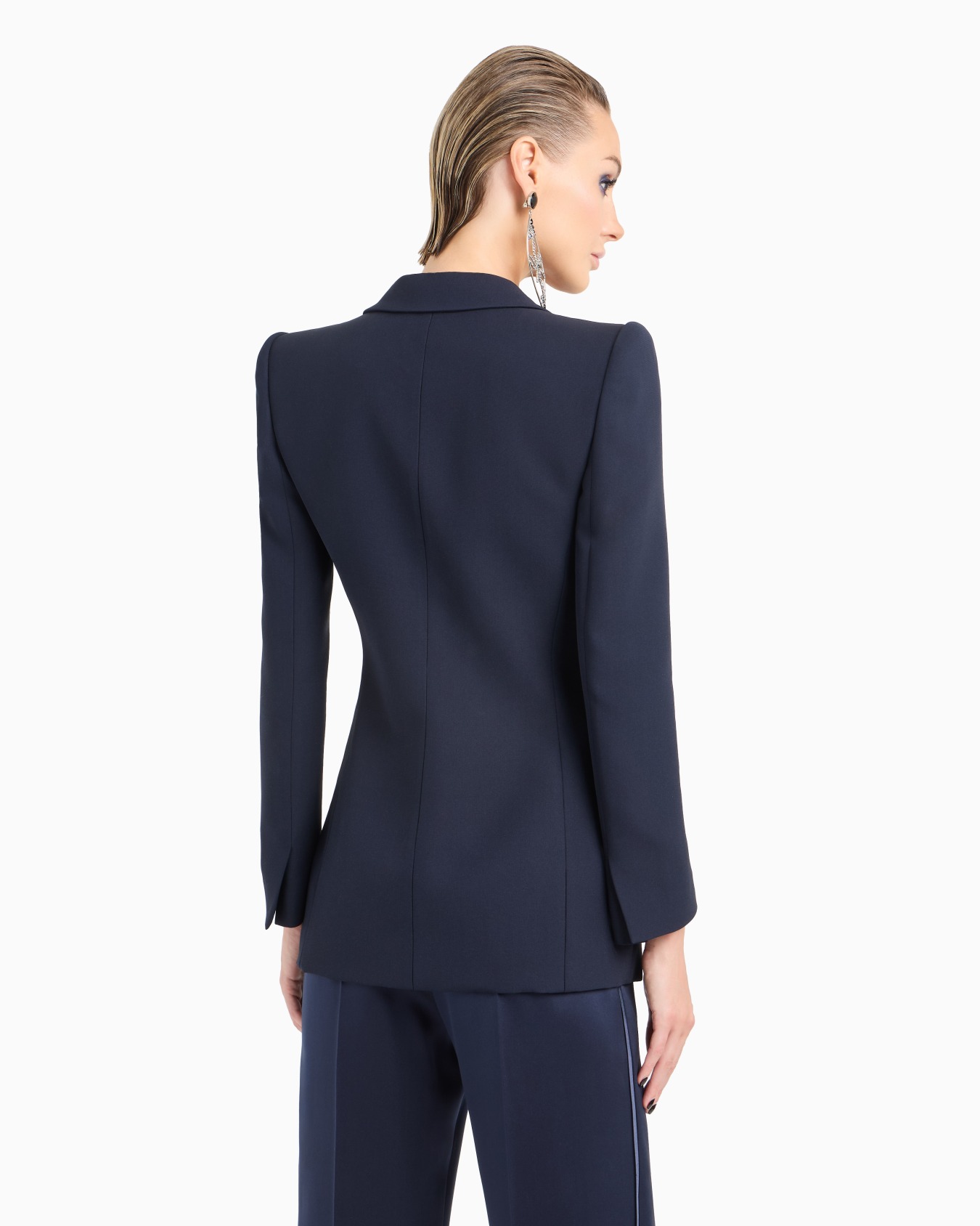 Long single-breasted silk jacket Slide 2