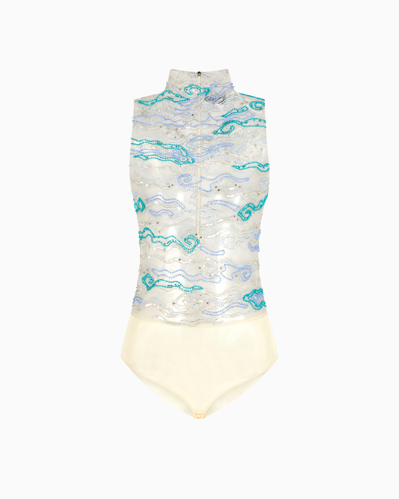 Tulle bodysuit with crystal and bead embroidery Slide 0