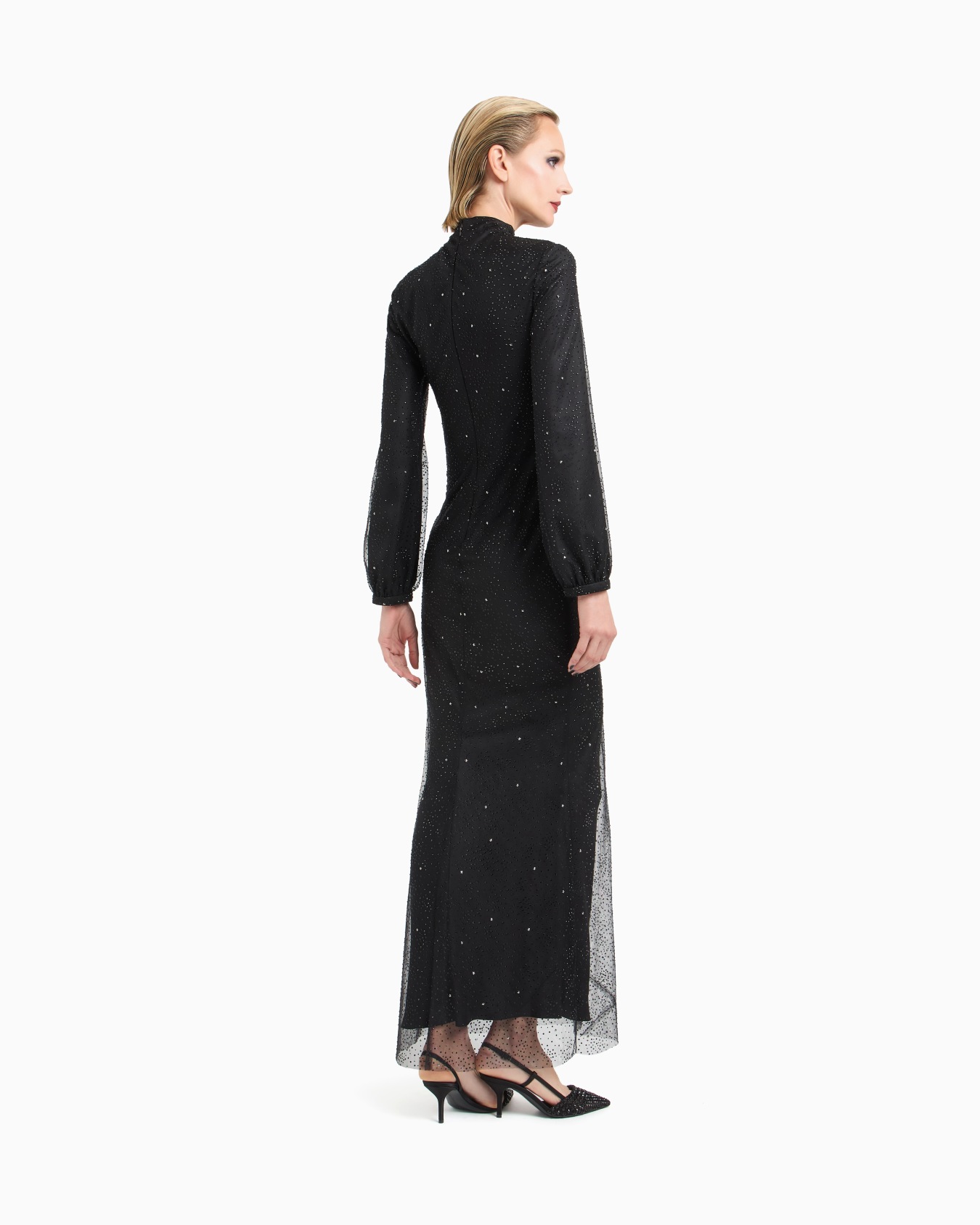 Silk long dress with rhinestone embroidery Diapositiva 2