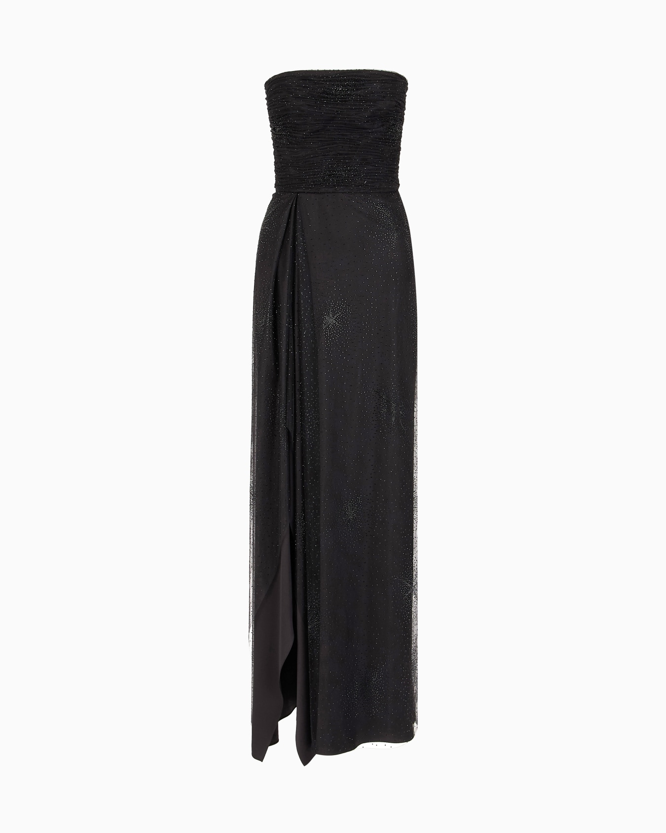 Silk blend long bustier dress with rhinestone embroidery Slide 0