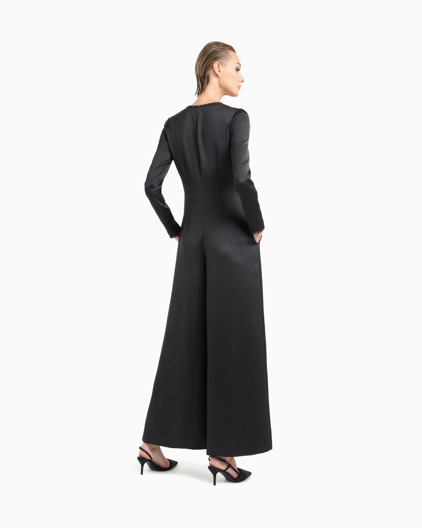 Silk jumpsuit with embroidered details Slide 2
