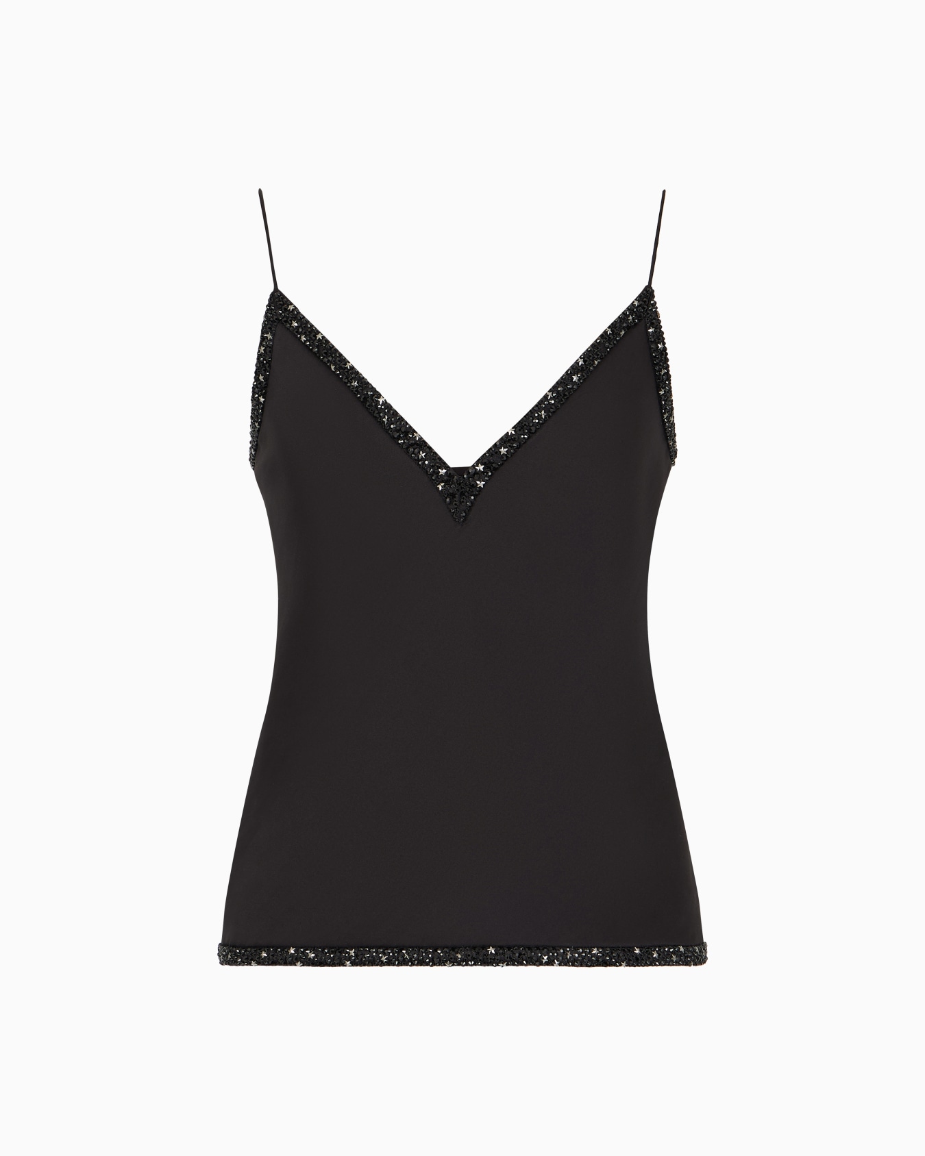 V-neck silk top with embroidery Slide 0