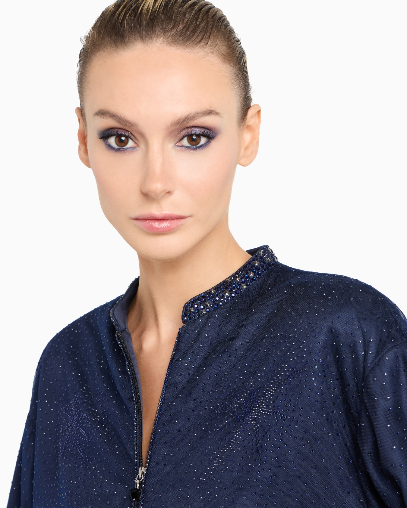 Silk blouson with rhinestone embroidery Slide 4