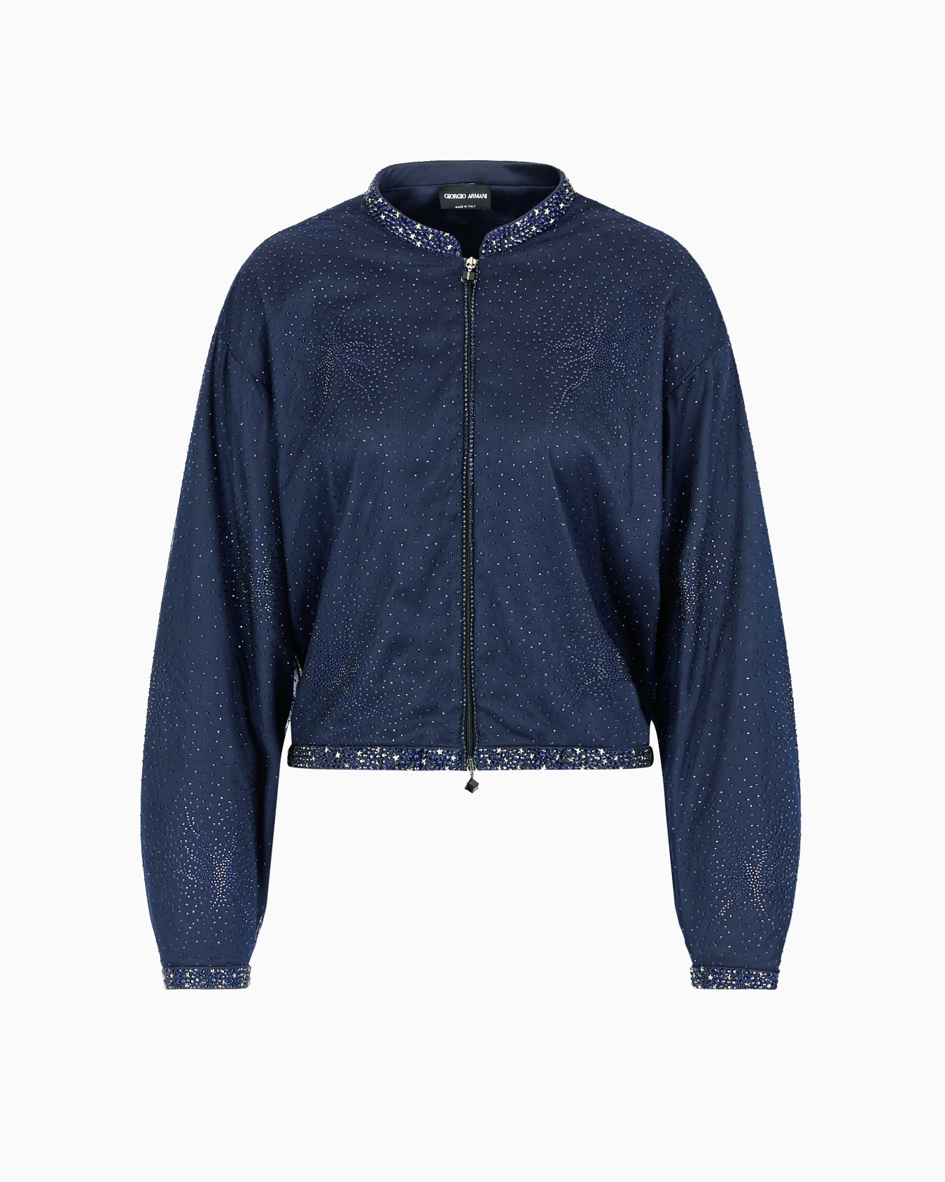 Silk blouson with rhinestone embroidery Slide 0