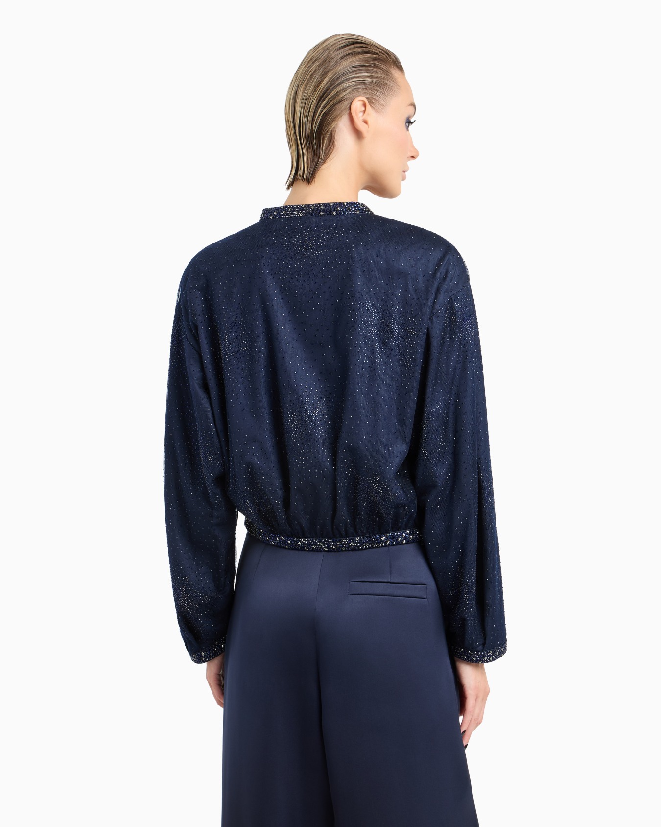 Silk blouson with rhinestone embroidery Slide 2