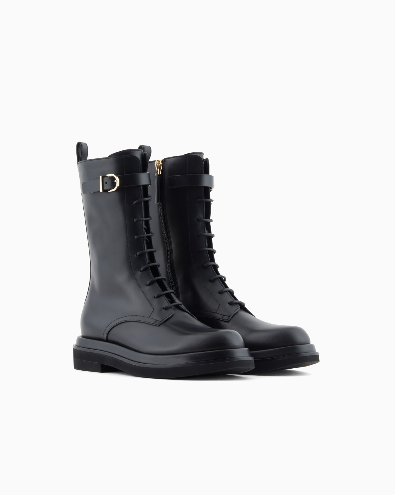 Smooth leather combat boots Slide 1