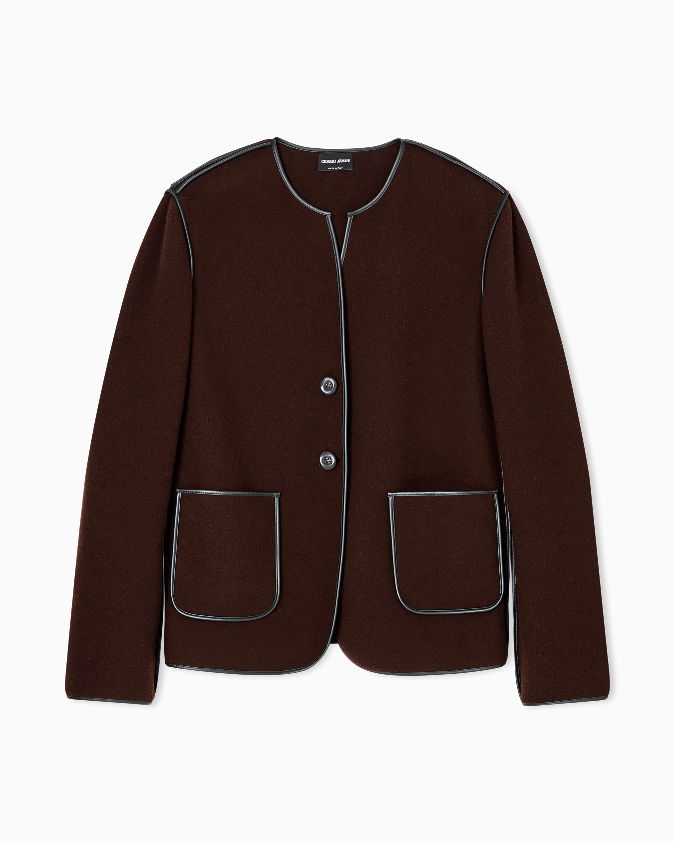 Single-breasted jacket in wool and cashmere fleece Slide 0