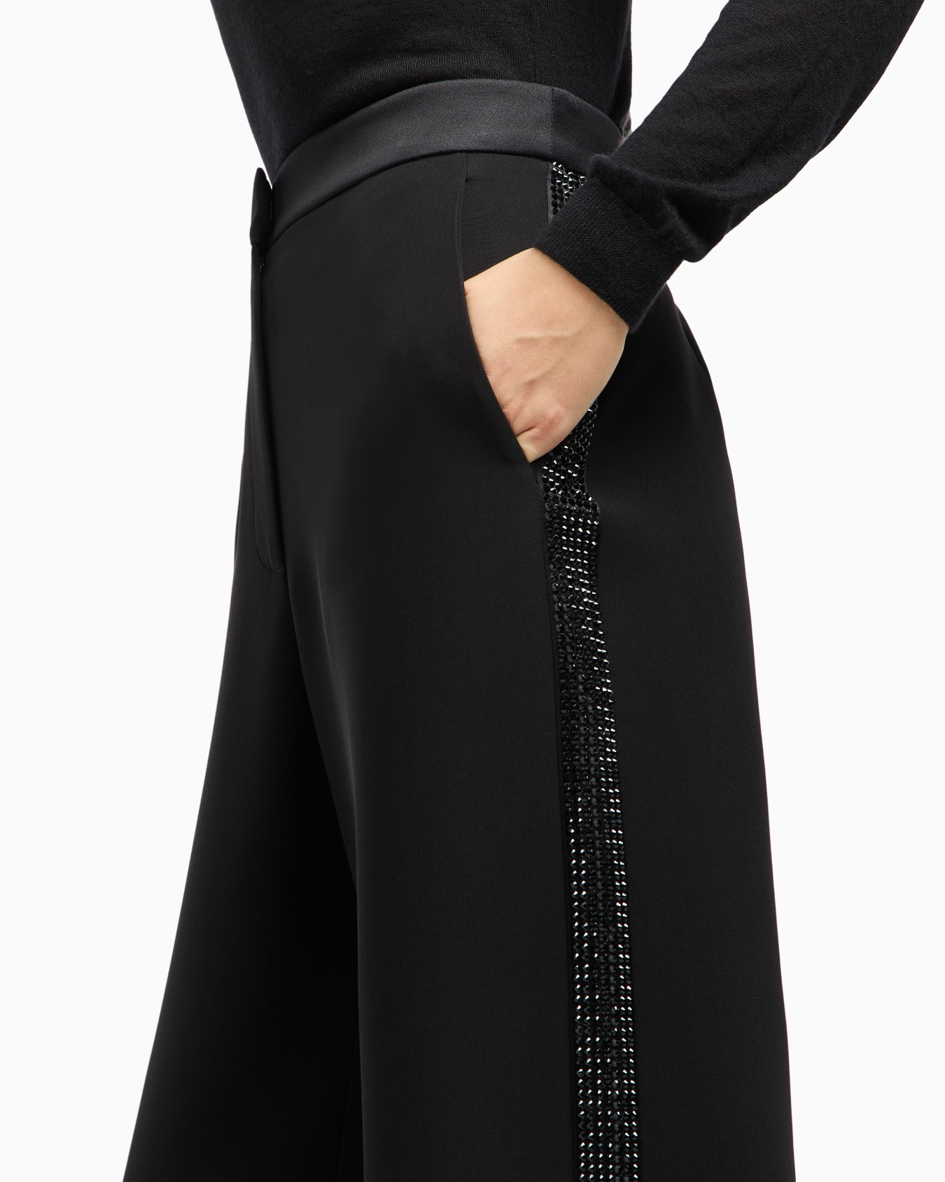 Pantalon ample en soie avec détail de strass Diapositive 5