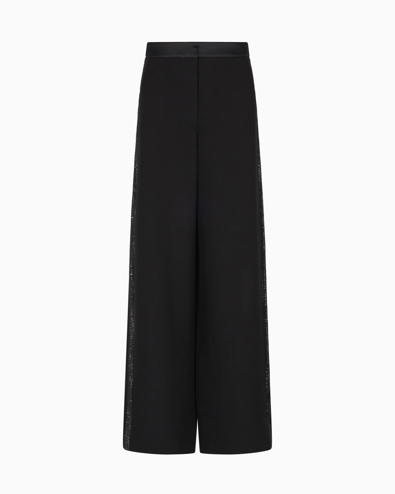 Pantalon ample en soie avec détail de strass Diapositive 0