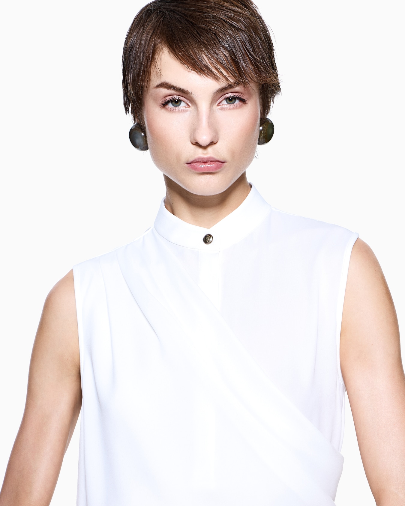 Draped top in triple silk georgette Slide 4