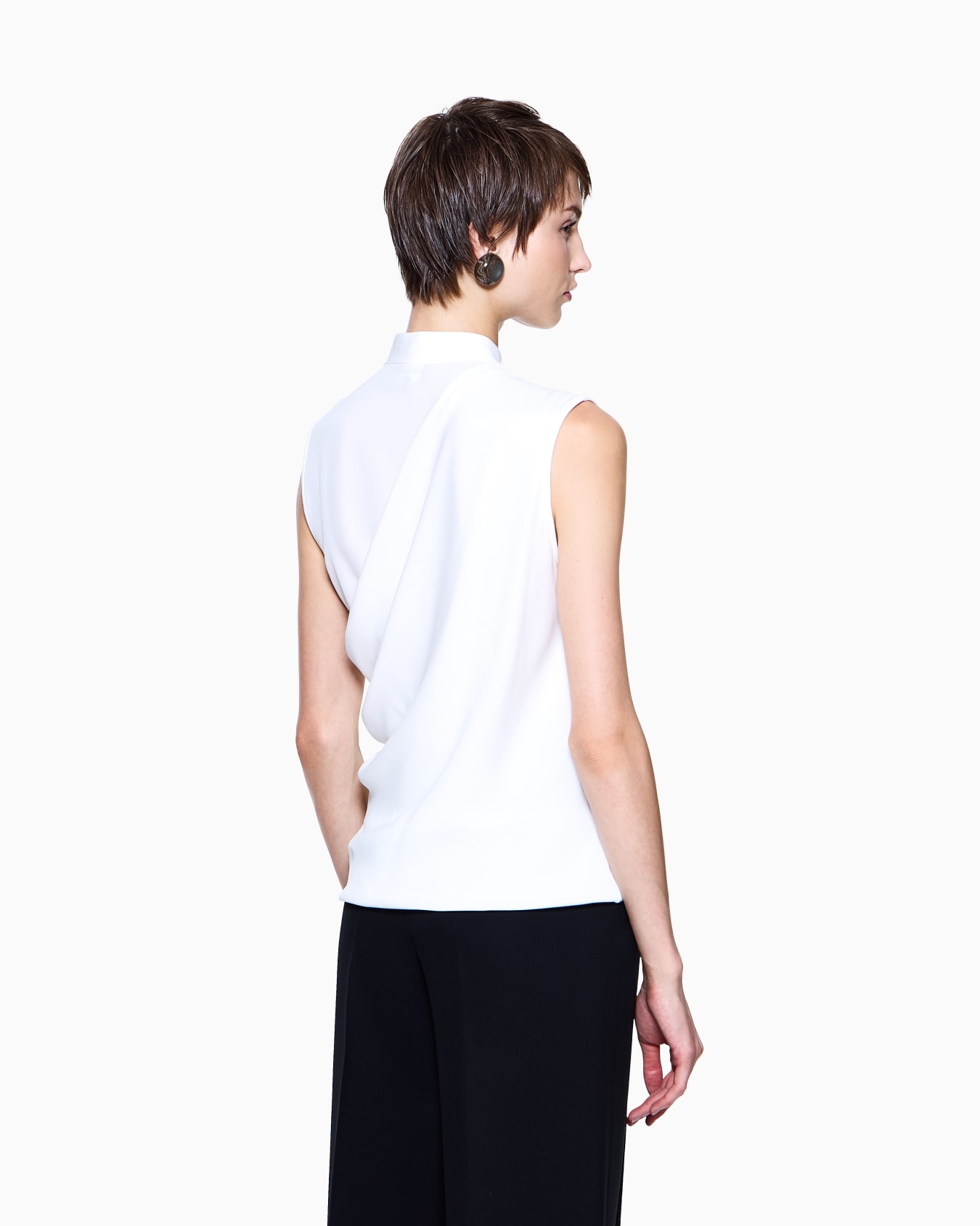 Draped top in triple silk georgette Slide 2