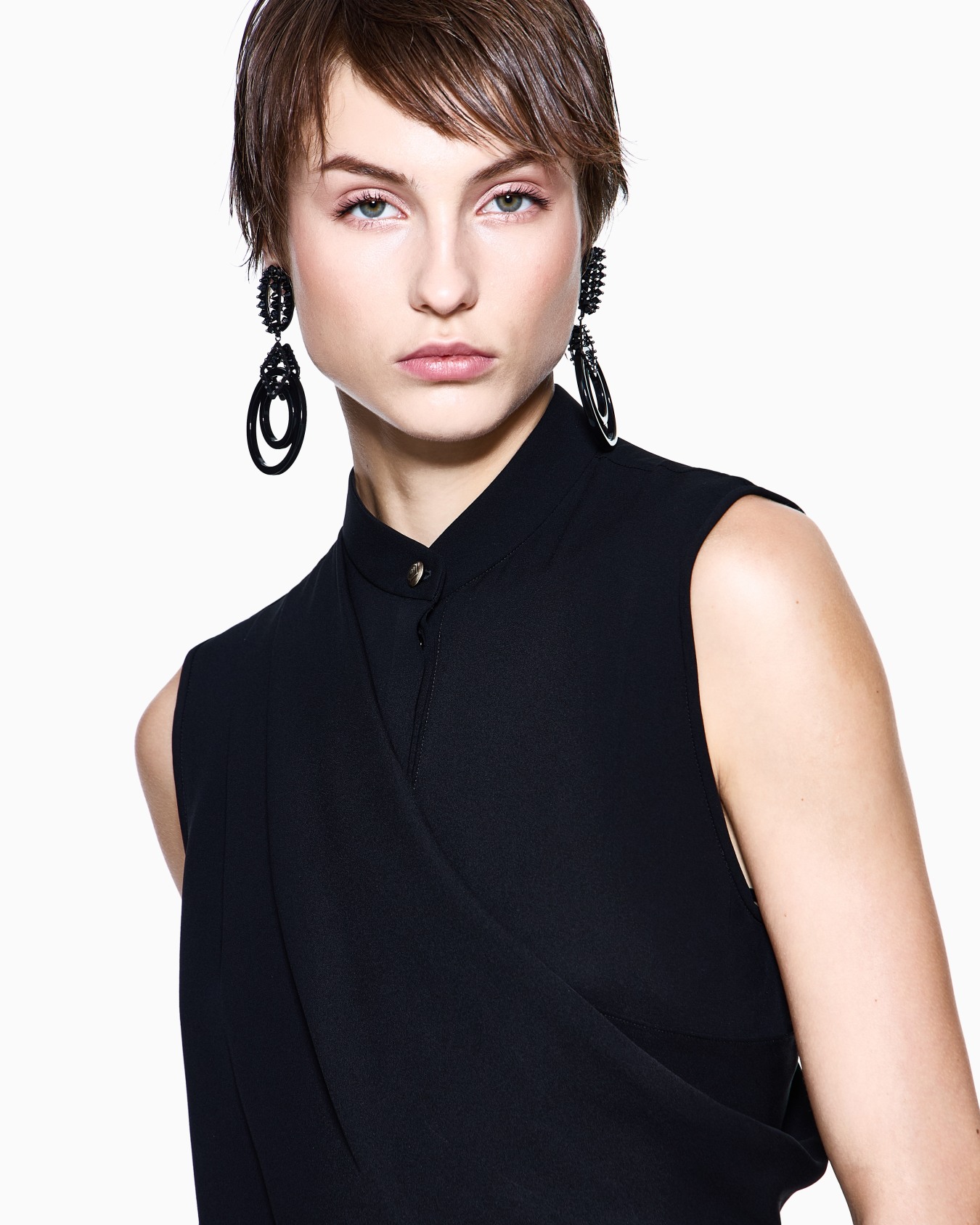 Draped top in triple silk georgette Slide 3