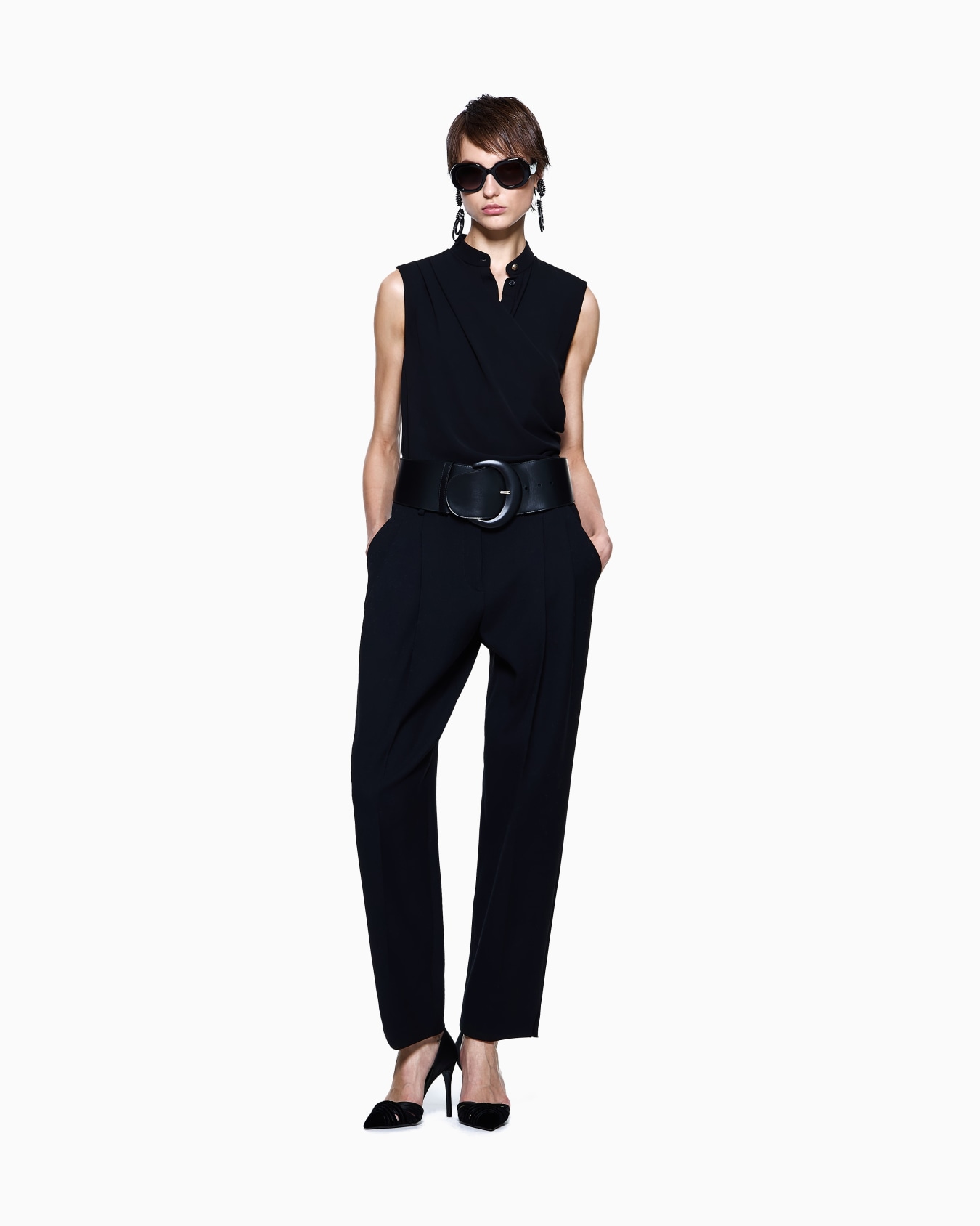 Draped top in triple silk georgette Slide 1