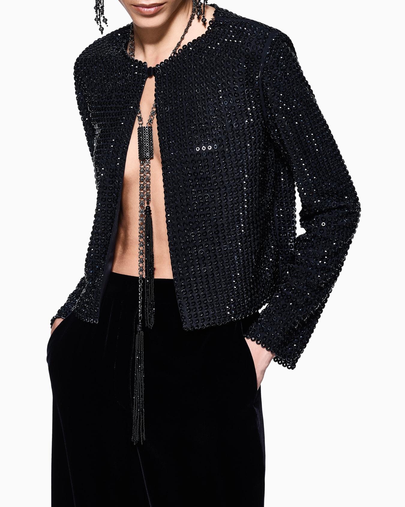 パンツ GIORGIO ARMANI WIDE-LEG TROUSERS IN VELVET undefined