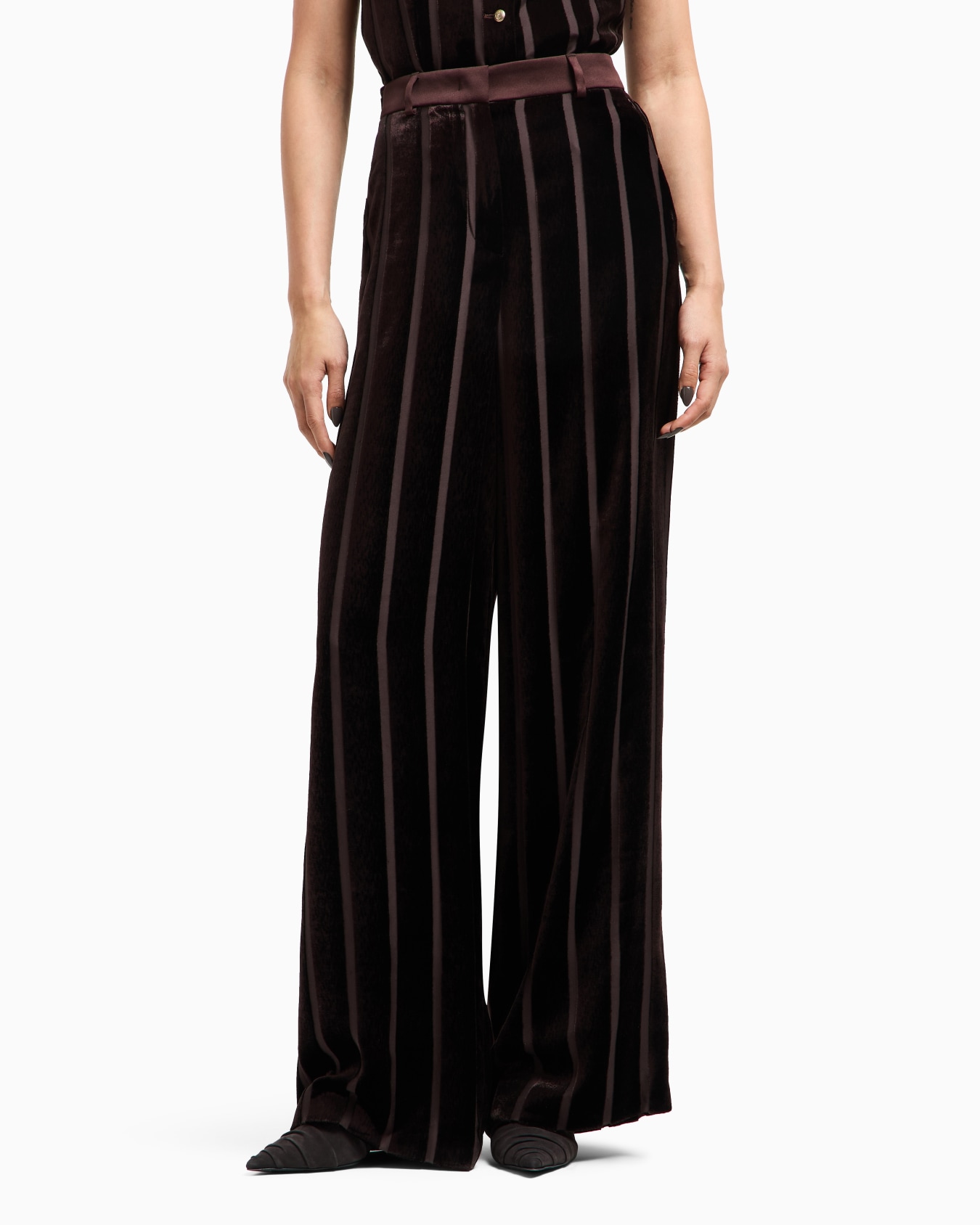 Wide-leg striped velvet trousers Slide 4