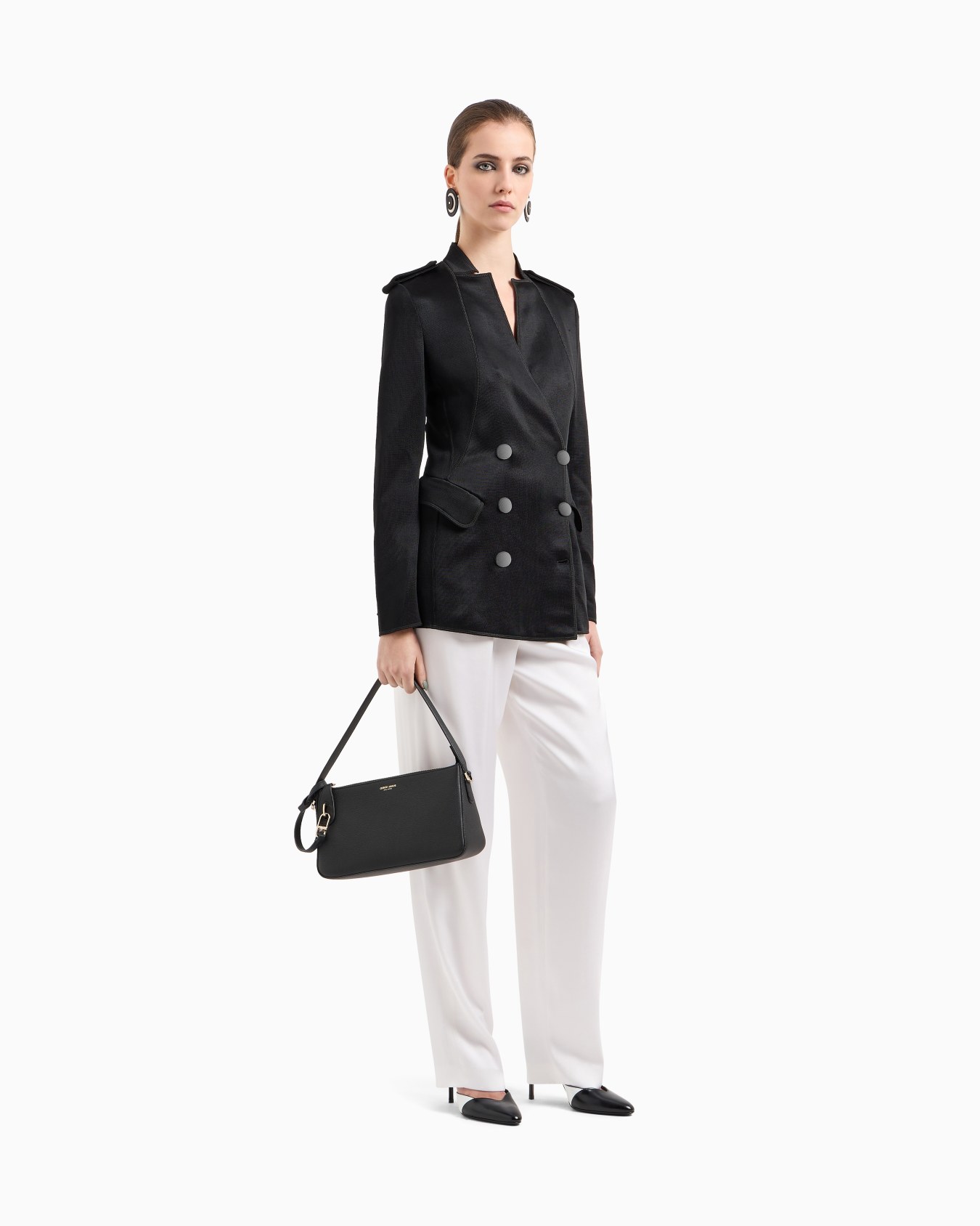 Double-sided silk-satin two-pleat trousers Slide 1