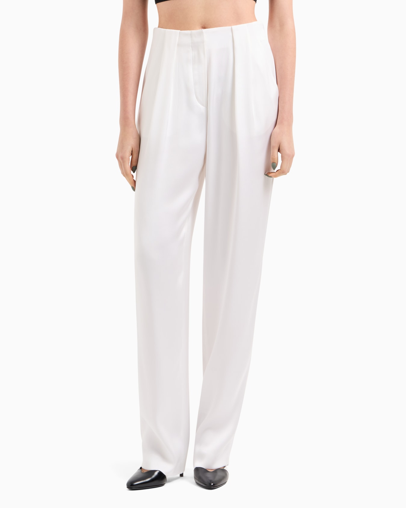 Double-sided silk-satin two-pleat trousers Slide 3