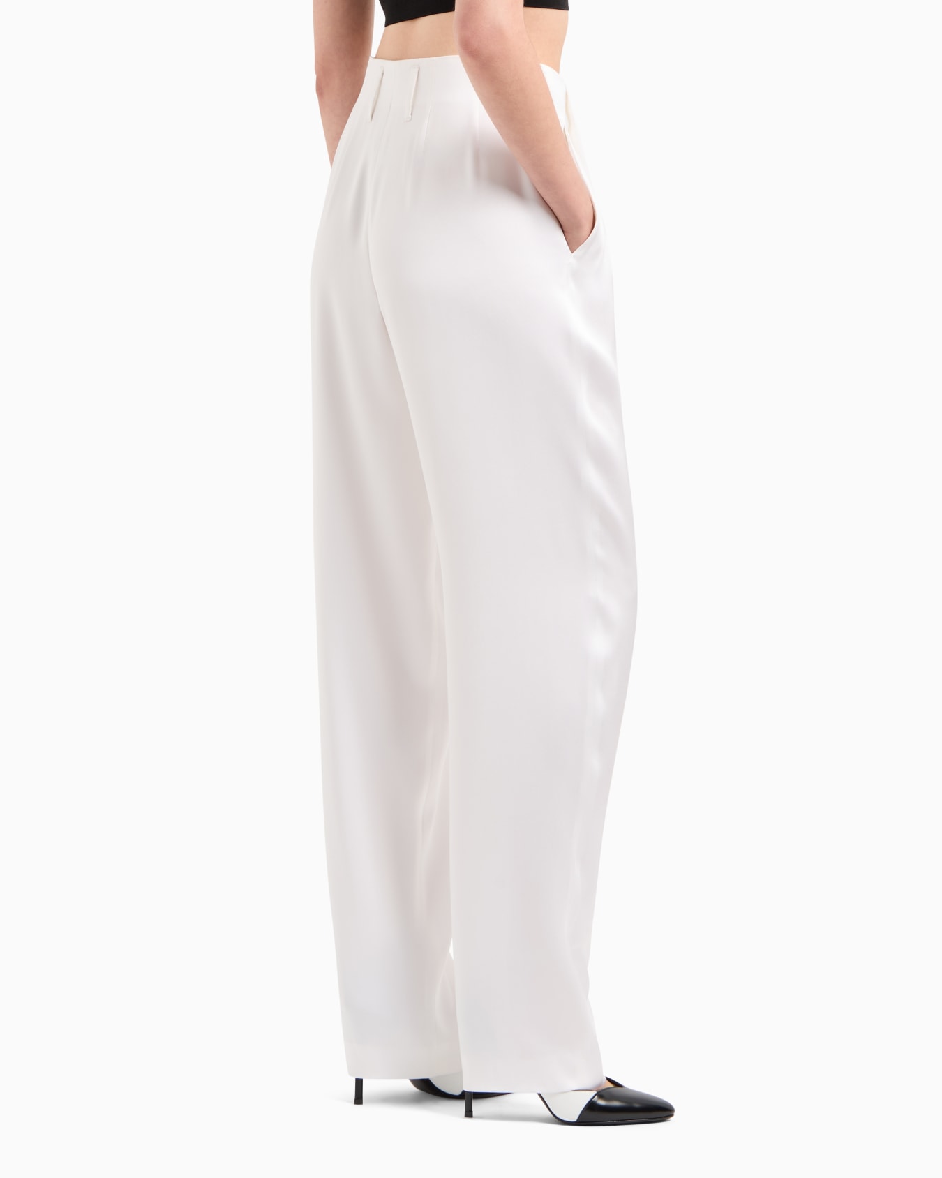 Double-sided silk-satin two-pleat trousers Slide 2