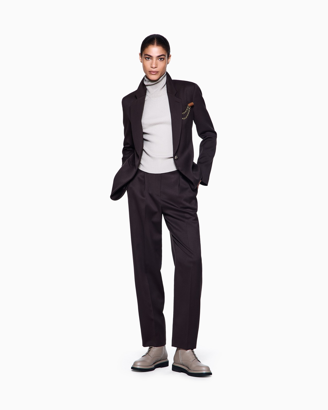 Pantalon à une pince en laine Diapositive 1