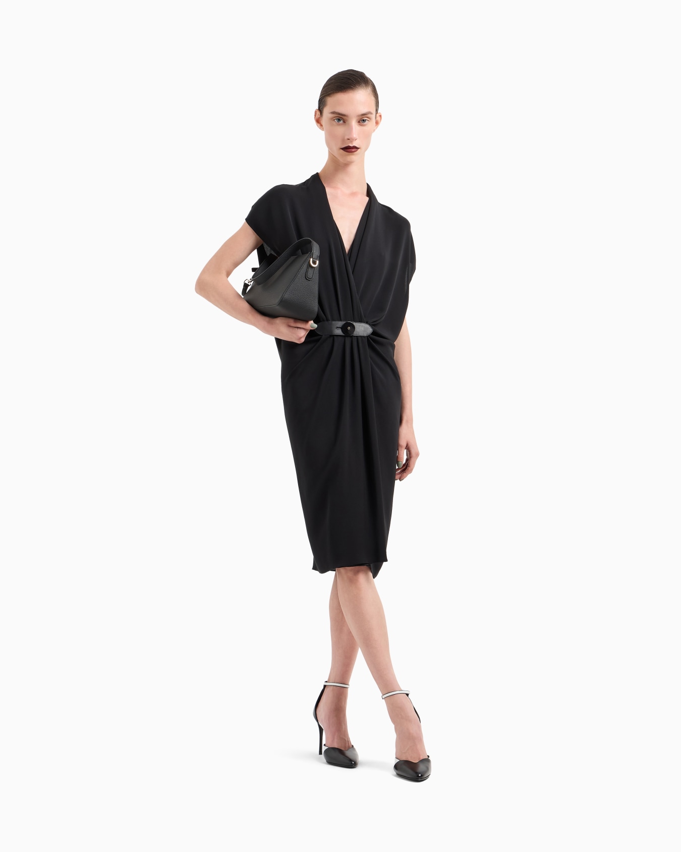 Silk triple georgette midi dress Slide 2