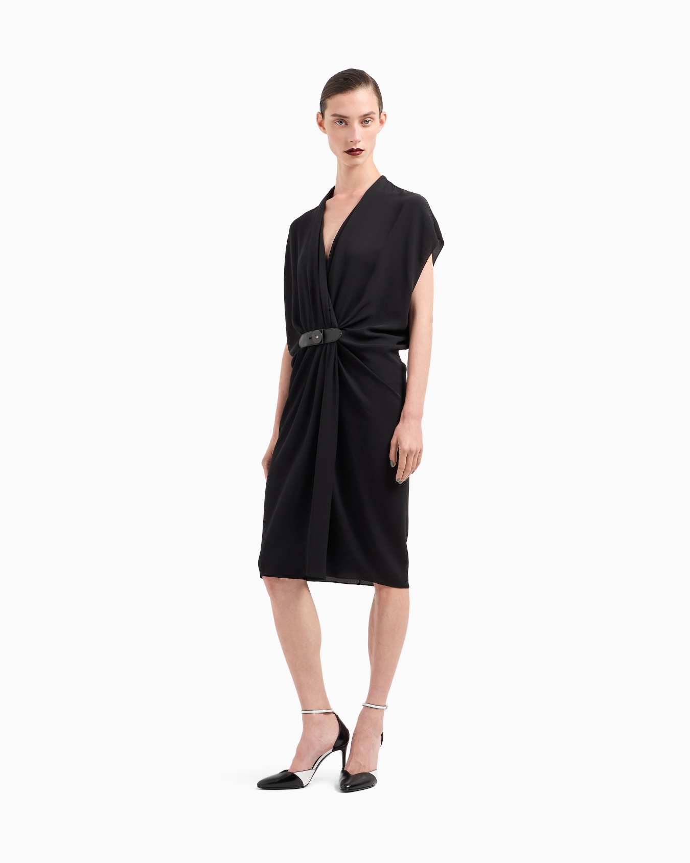 Silk triple georgette midi dress Slide 4