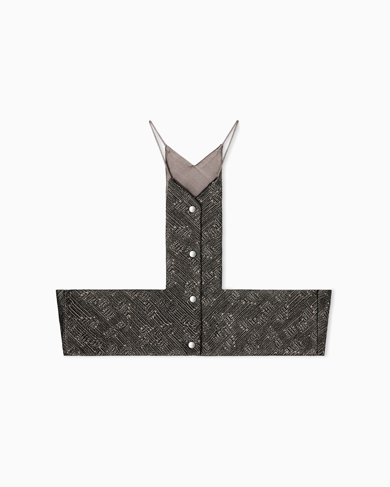 Microtop en tejido jacquard de seda y lana Diapositiva 0