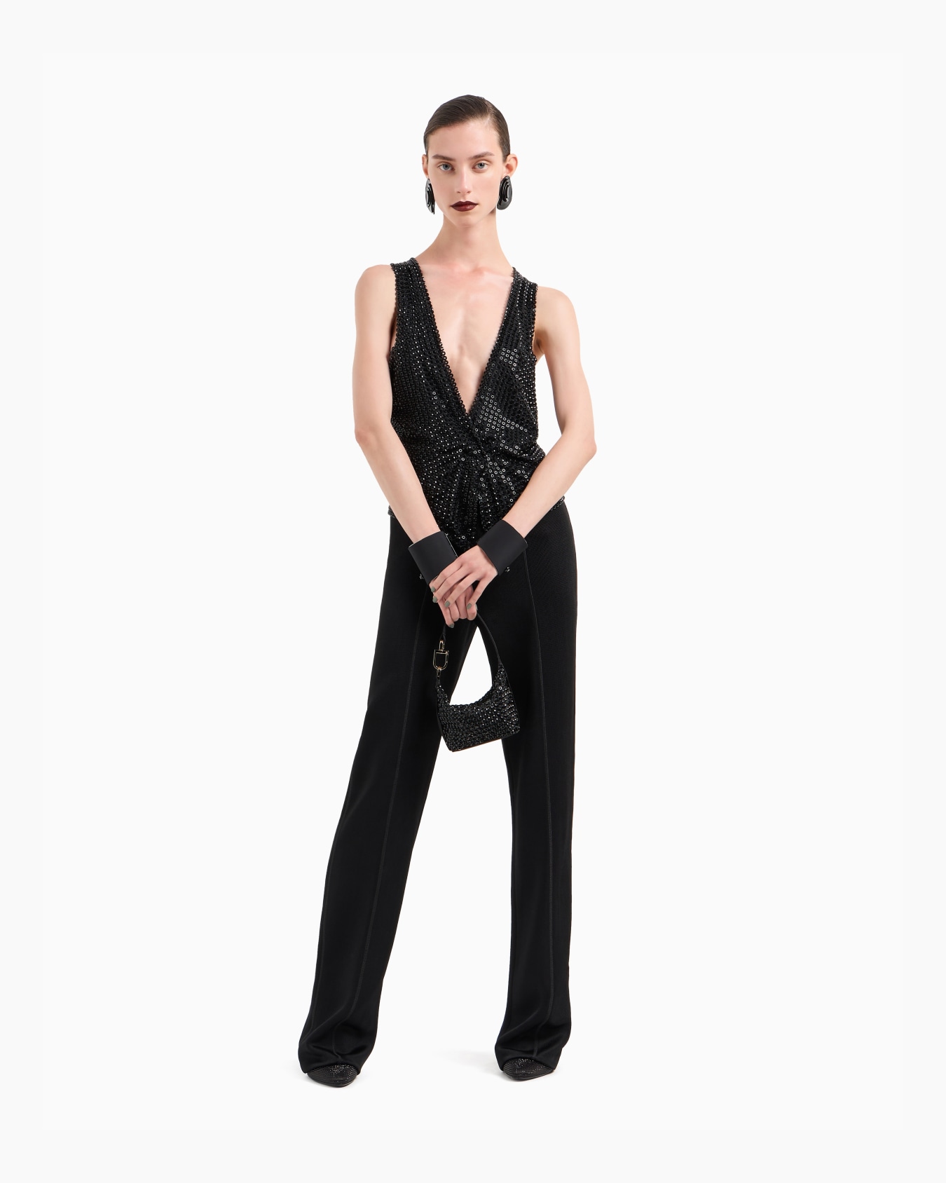 Gilet in raso di seta con ricamo all-over Slide 2