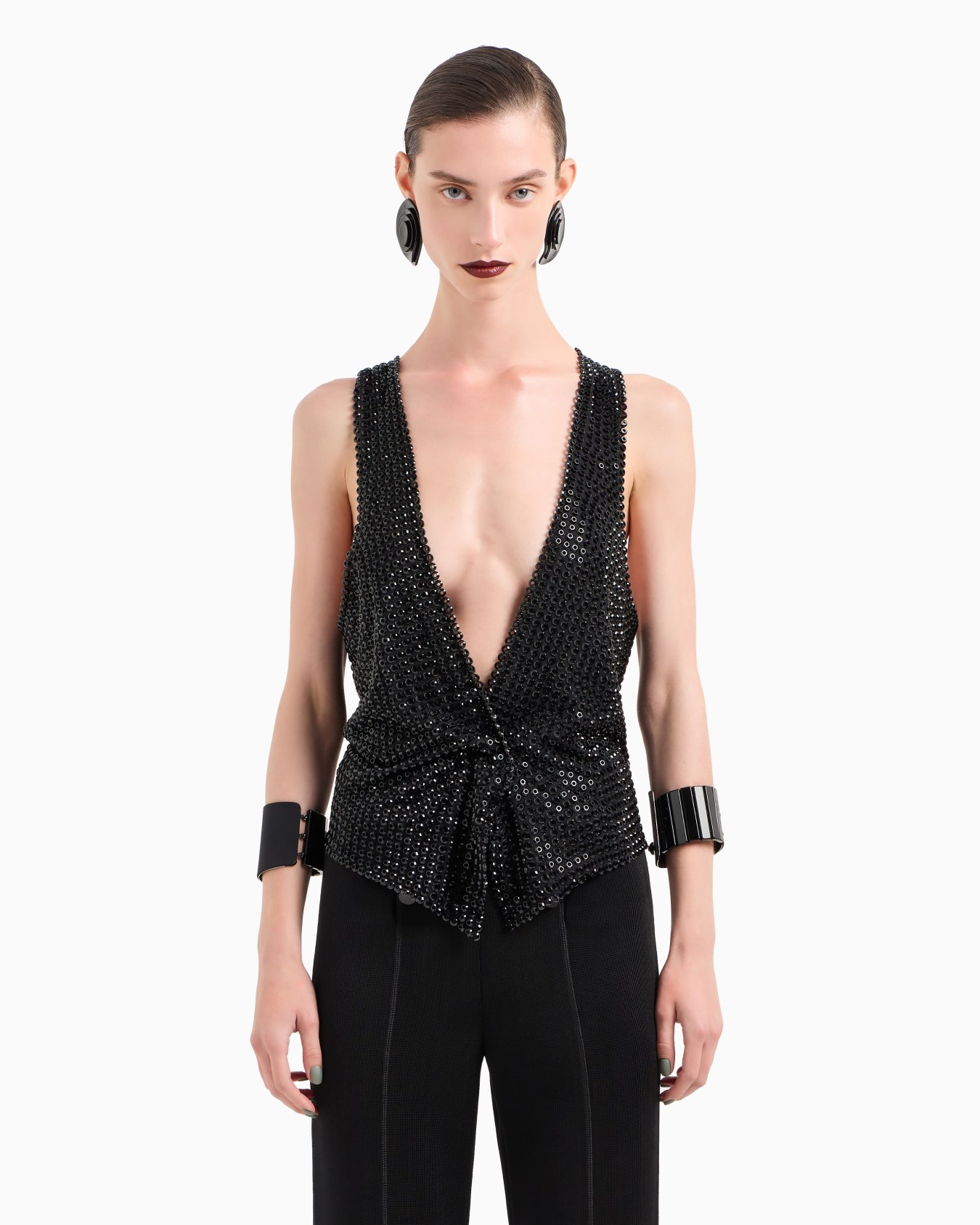 Gilet in raso di seta con ricamo all-over Slide 4