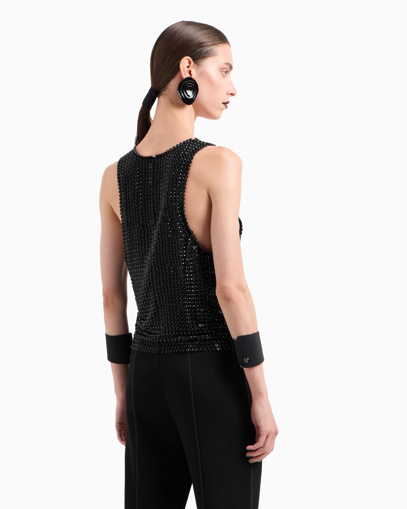 Gilet in raso di seta con ricamo all-over Slide 3
