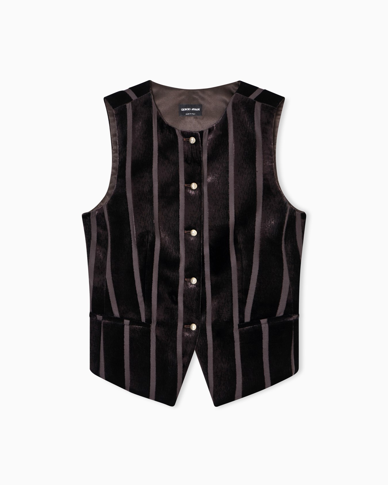 Gilet monopetto in velluto righe devoré Slide 0