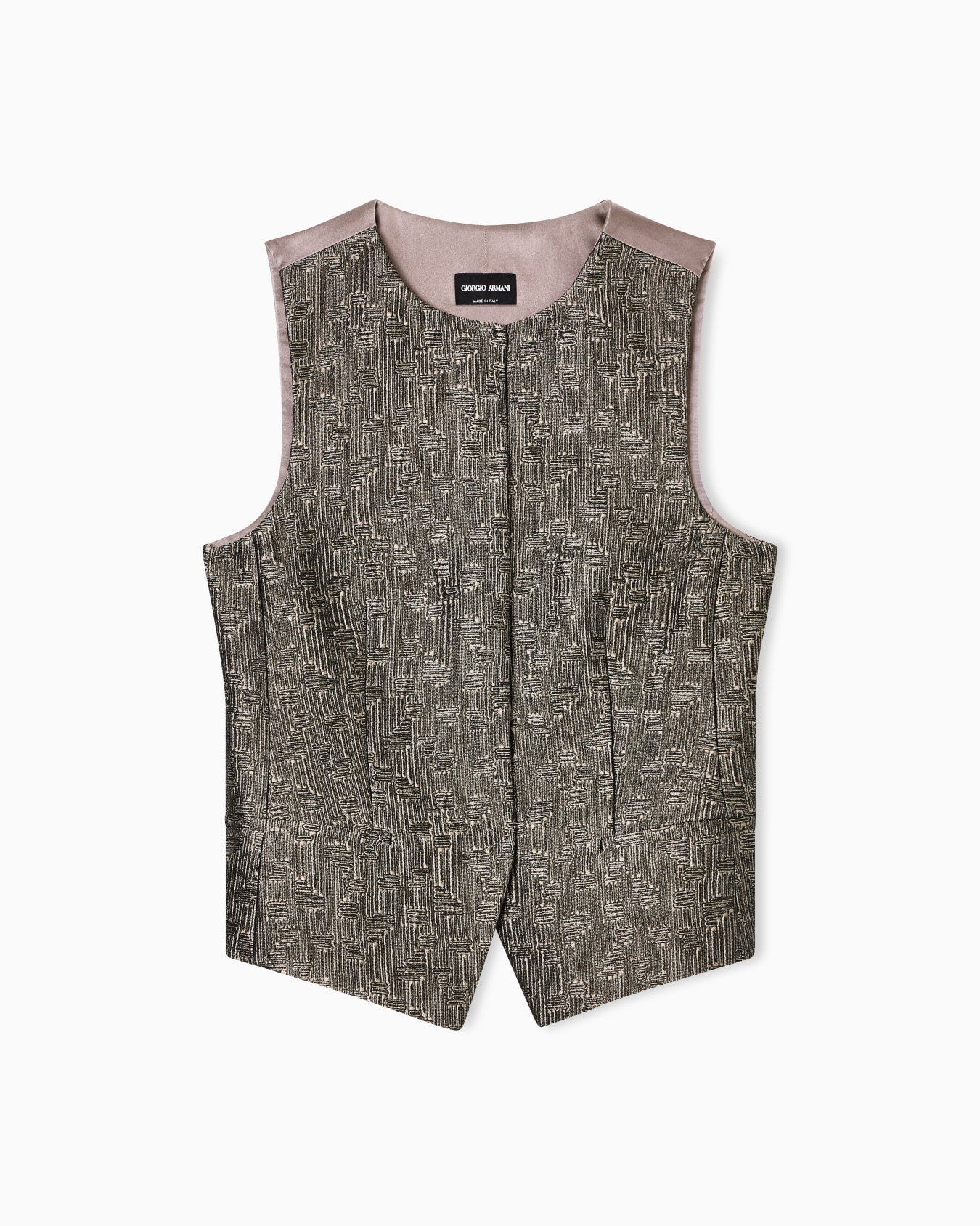 Gilet monopetto in seta e lana jacquard Slide 0