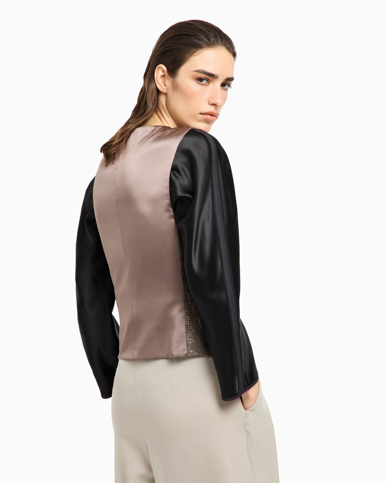 Gilet monopetto in seta e lana jacquard Slide 3