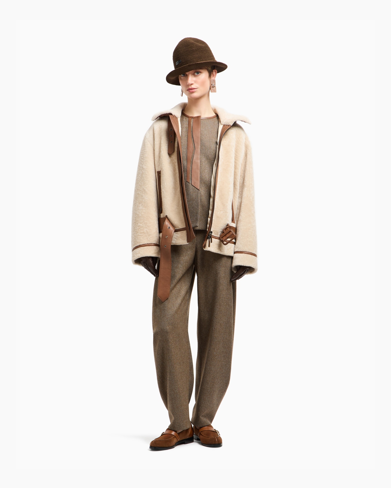 Giacca monopetto in lana vergine e cashmere e dettagli in pelle Slide 2