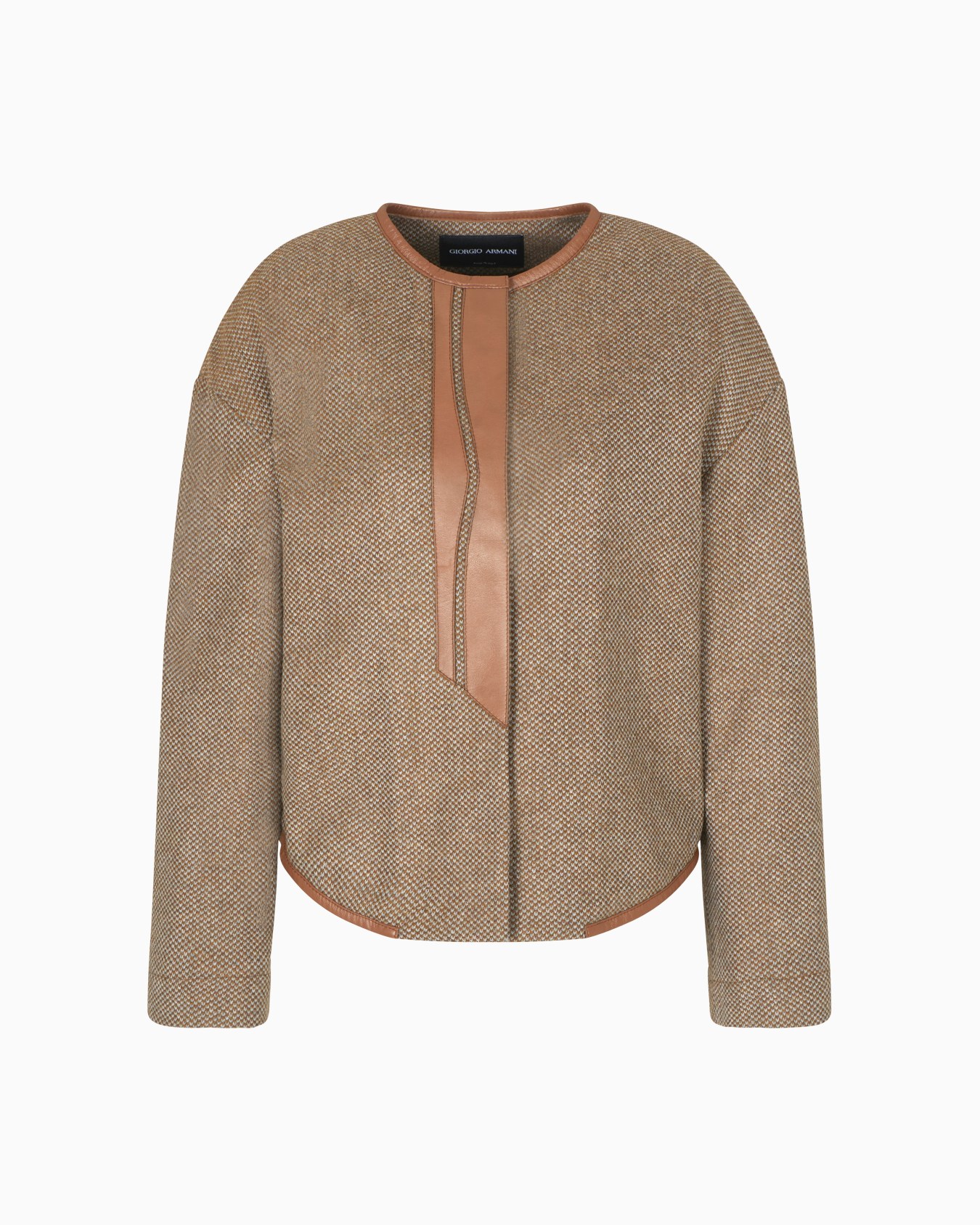 Giacca monopetto in lana vergine e cashmere e dettagli in pelle Slide 0