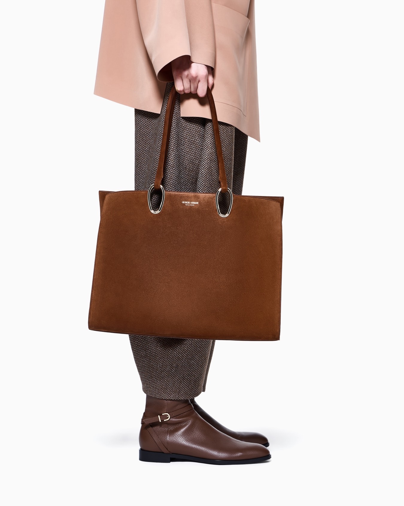 Sac cabas de taille moyenne en cuir suédé Diapositive 5
