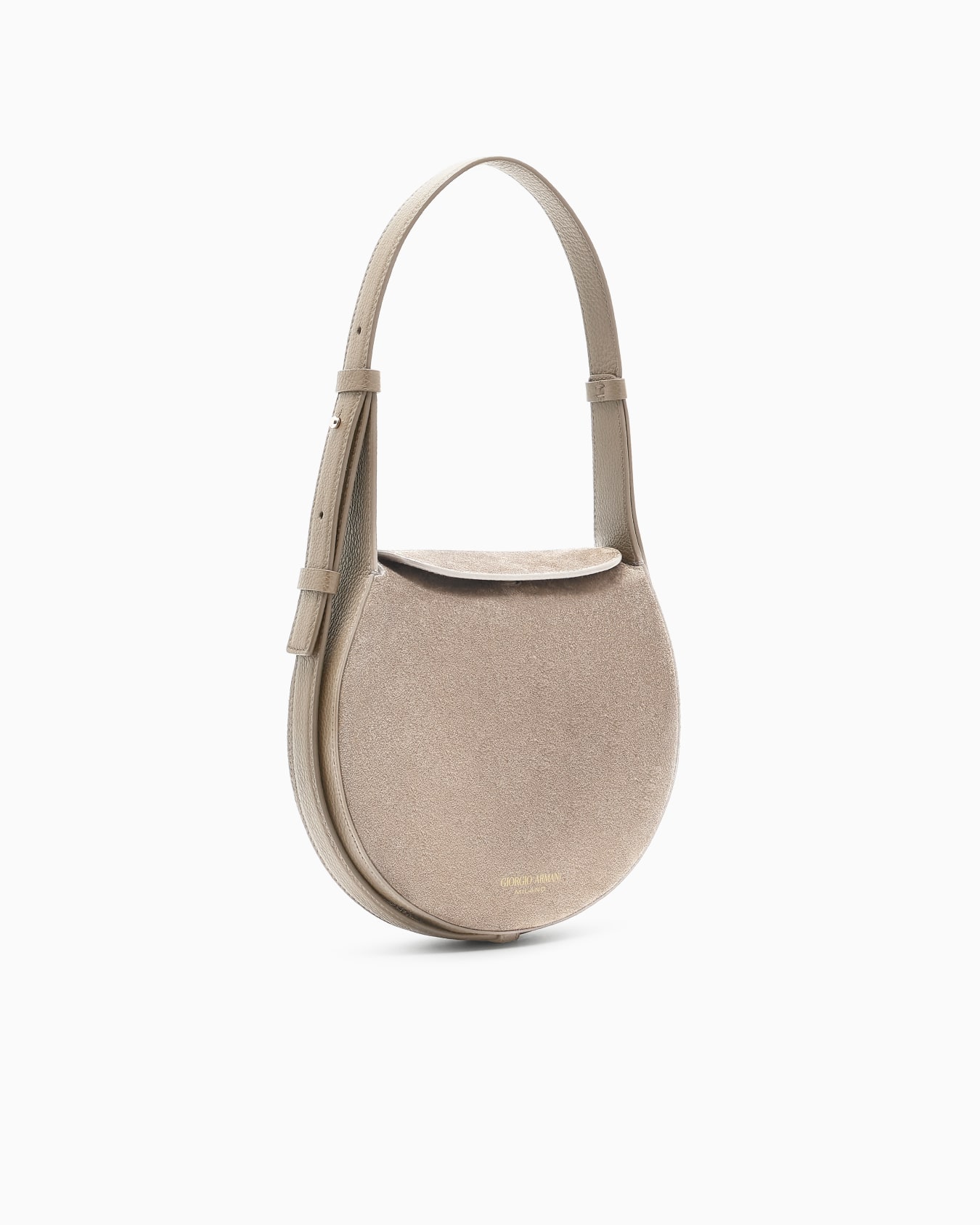 Bolso de hombro grande de ante y piel de becerro granulada Diapositiva 1