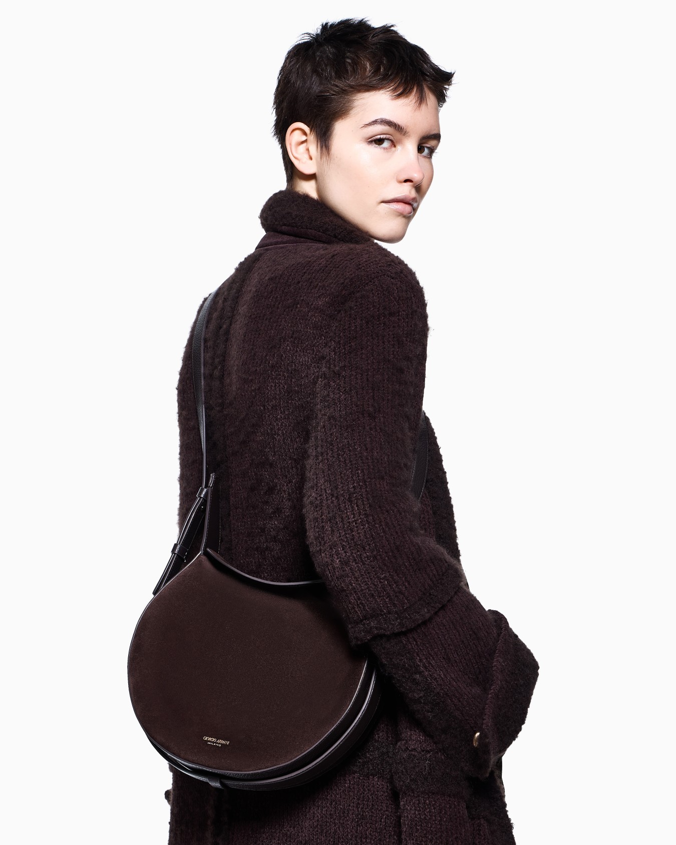 Large shoulder bag in suede and pebbled calfskin Slide 5