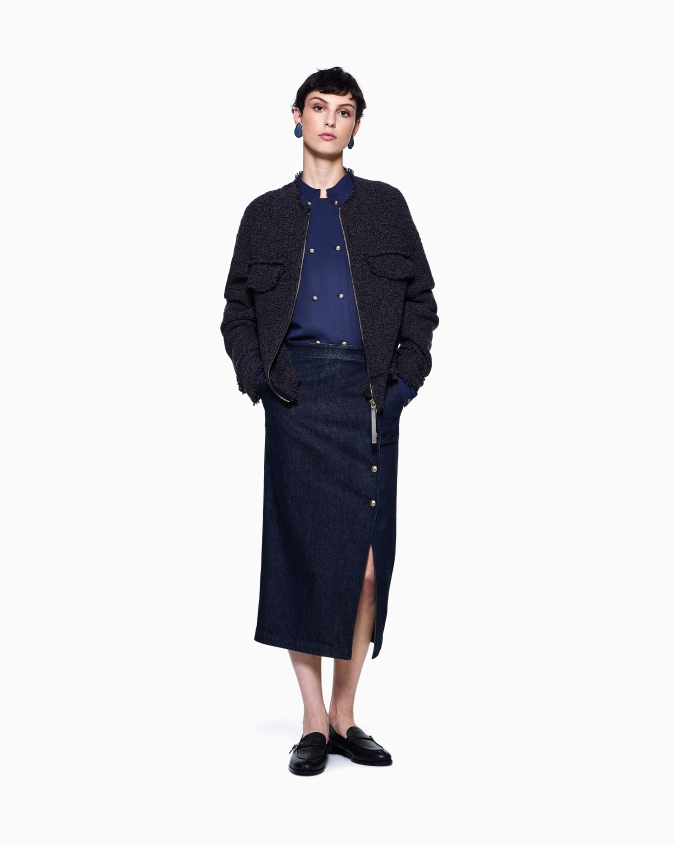 Camicia in tripla georgette di seta Denim Collection Slide 1