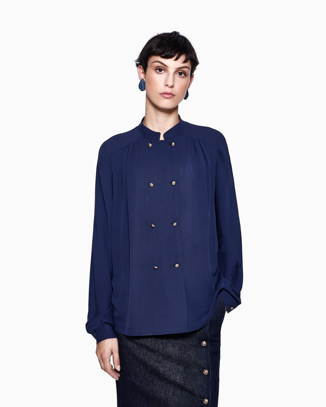 Camicia in tripla georgette di seta Denim Collection Slide 3