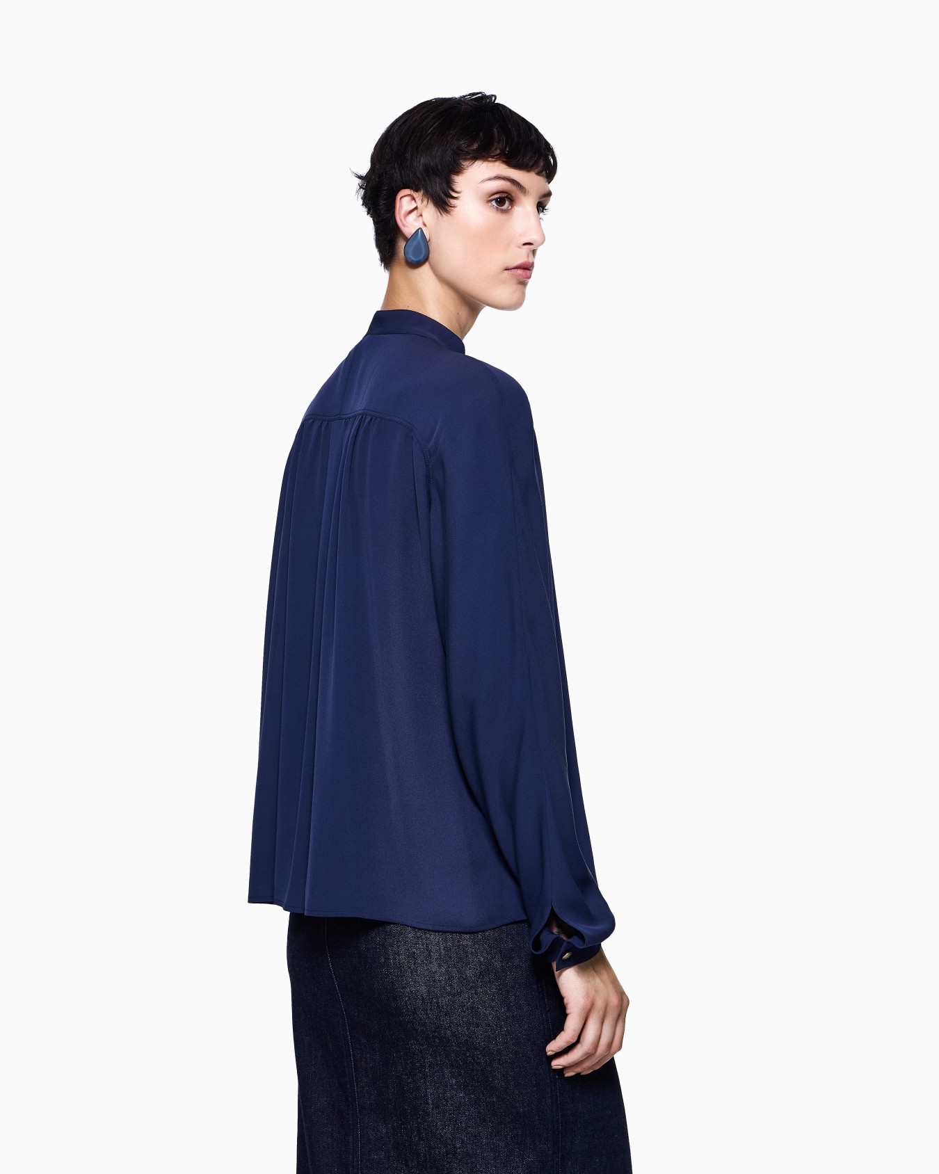 Camicia in tripla georgette di seta Denim Collection Slide 2