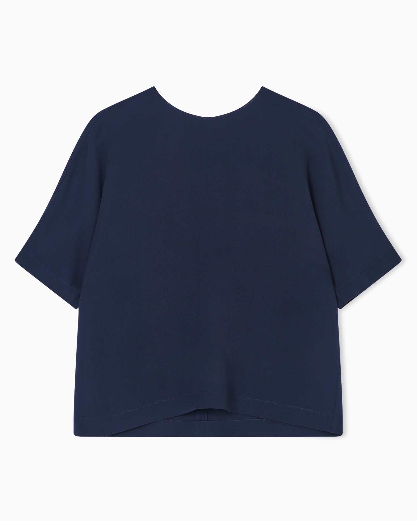 Triple silk georgette crew-neck blouse Slide 0