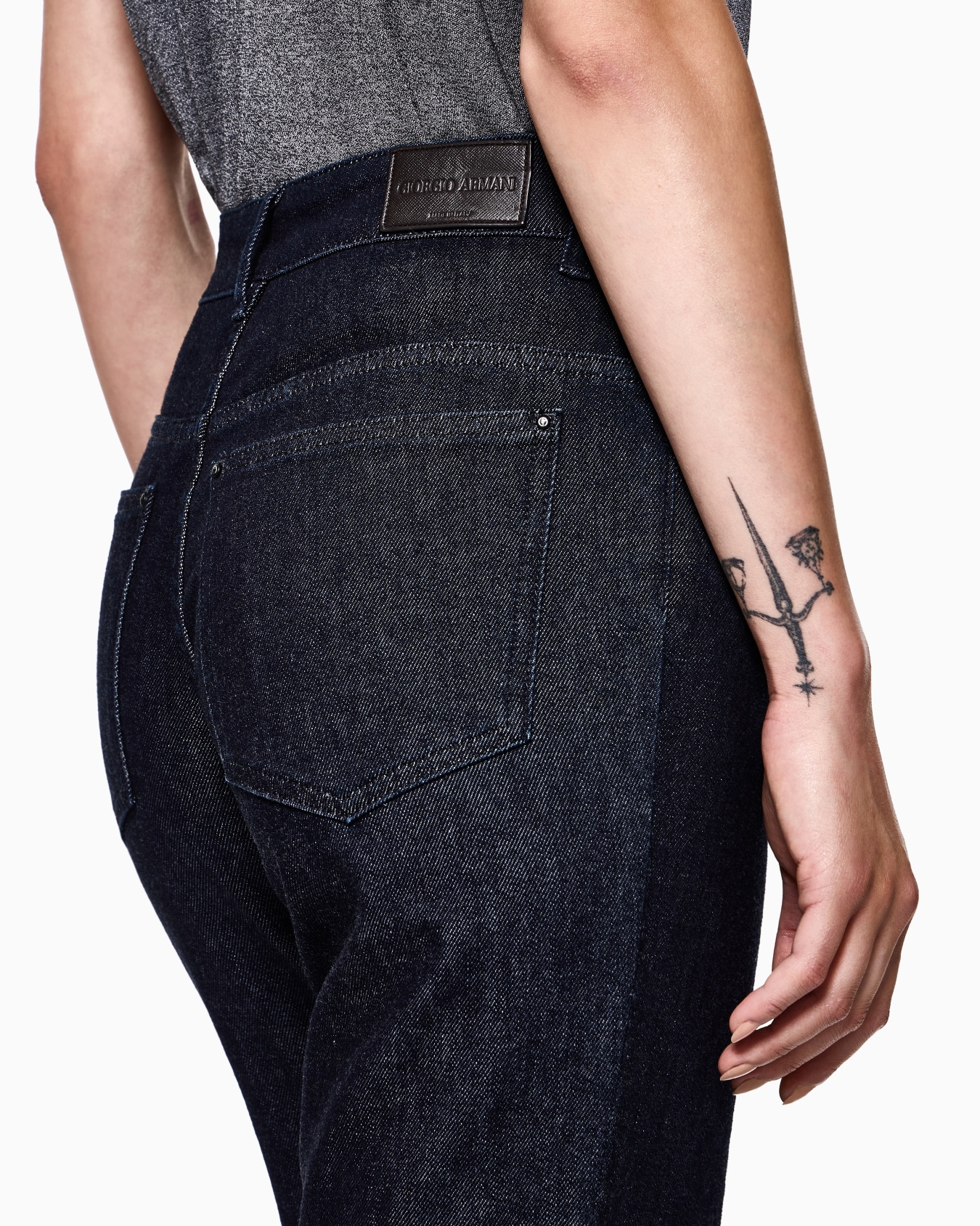 Denim Collection five-pocket flared trousers in stretch denim Slide 4